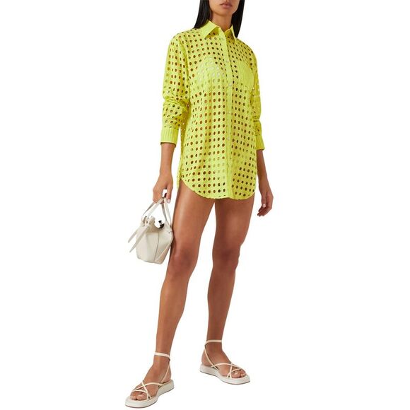 Solid & Striped Womens The Oxford Tunic Cover-Up Small Chartreuse - NWT $198 - Picture 2 of 5